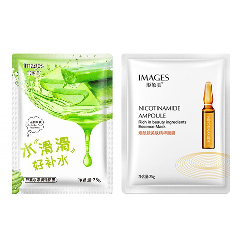 ماسک صورت ایمجز مدل آلوئه ورا وزن 25 گرم به همراه ماسک صورت ایمجز مدل nicotinamide ampoule وزن 25 گرم